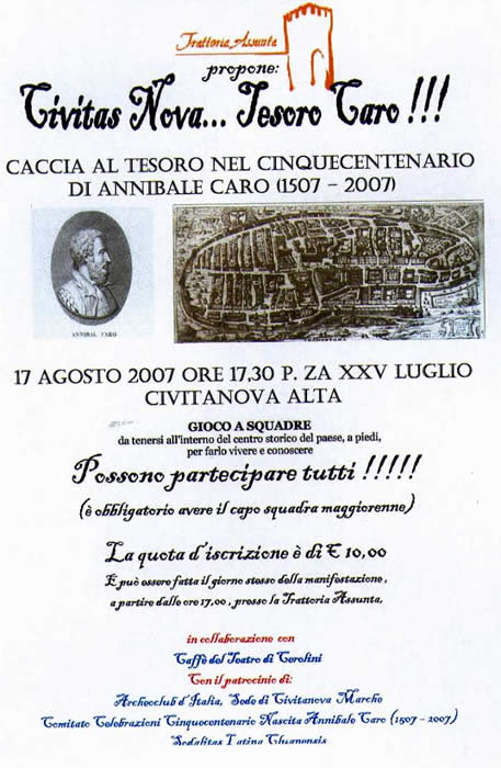 Locandina caccia al tesoro del 17 agosto 2007 a Civitanova Marche Alta