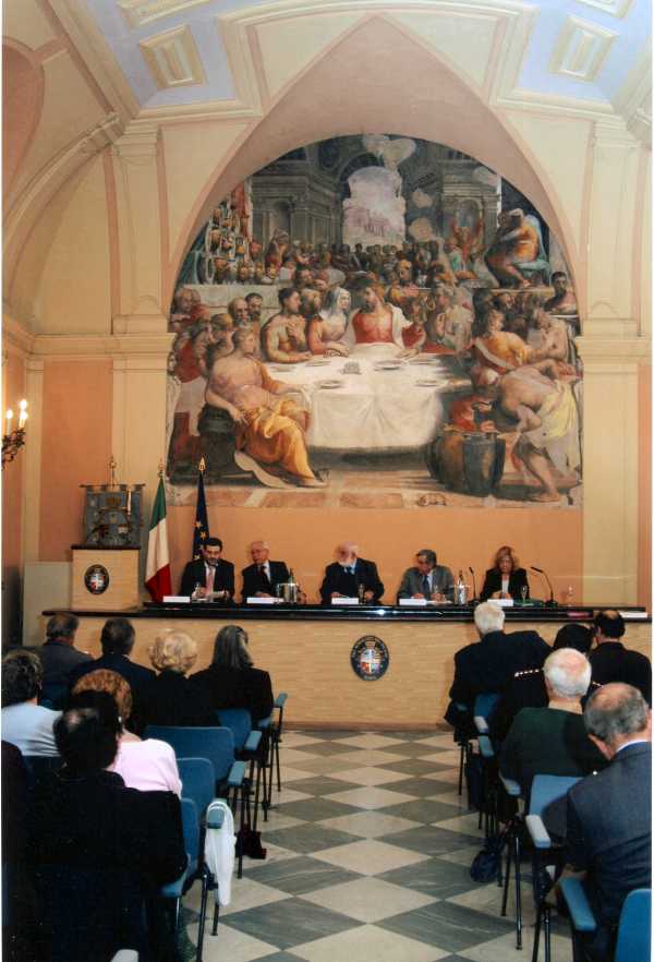 La Sala del Convegno col pubblico presente: Roma, 25 Ottobre 2007,  Sala Convegni del Pio Sodalizio dei Piceni, Complesso Monumentale in Piazza San Salvatore in Lauro (Foto Archivio Pio Sodalizio dei Piceni).