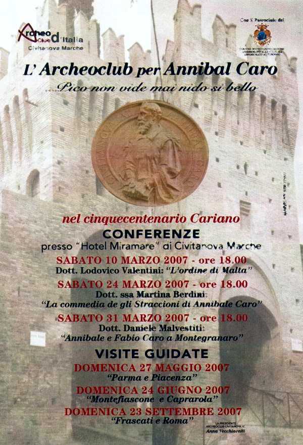 Locandina inizative Archeoclub d'Italia sezione di Civitanova Marche