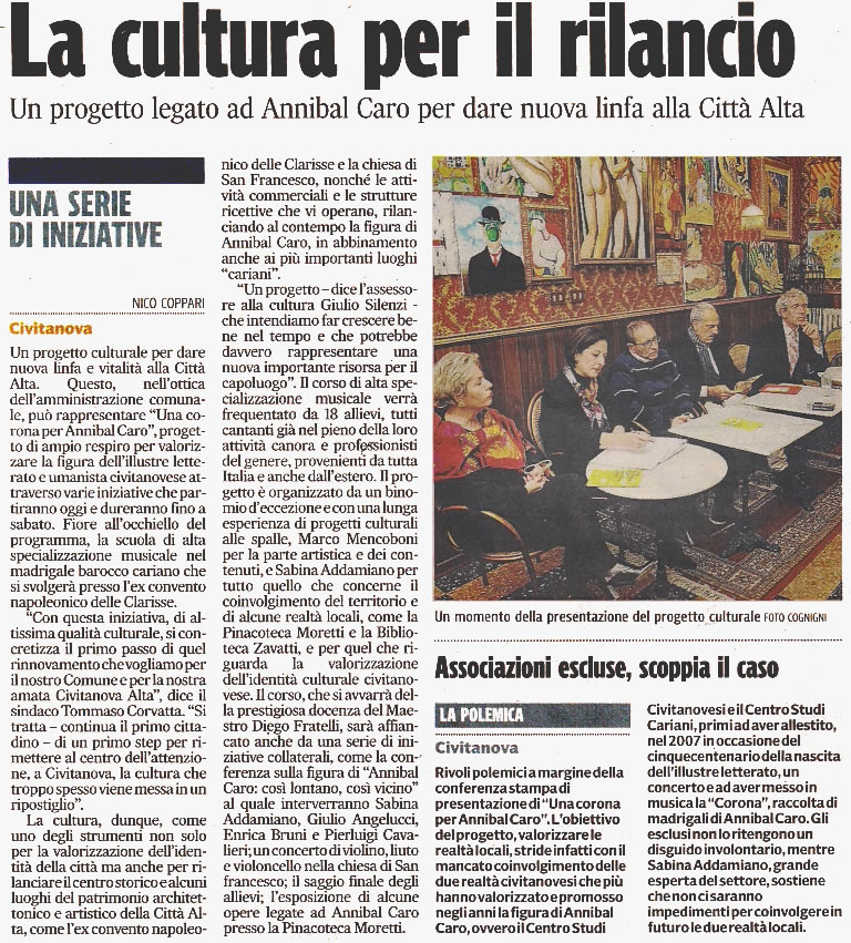 Articolo del Corriere Adriatico del 5 dicembre 2012
