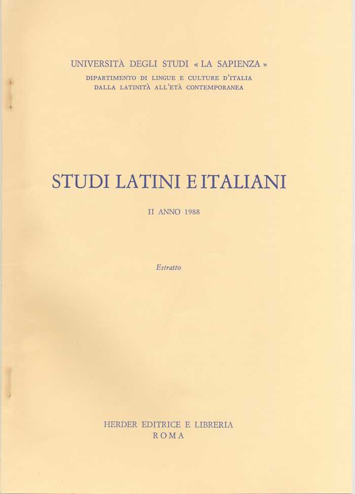 Studi Latini e Italiani - II Anno 1968 con il saggio di Maria Adele Caponigro sull'analisi transazionale ne Gli Straccioni di Annibale Caro.