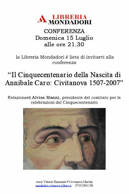 Locandian conferenza Alvise Manni presso la libreria Mondadori di Civitanova Marche.